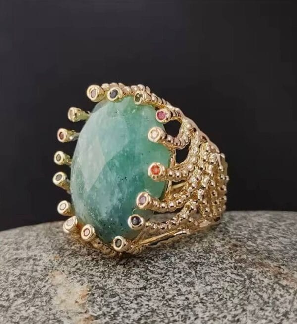 Anillo Amazonite, Rainbow Persian Jade, Joyería Luison