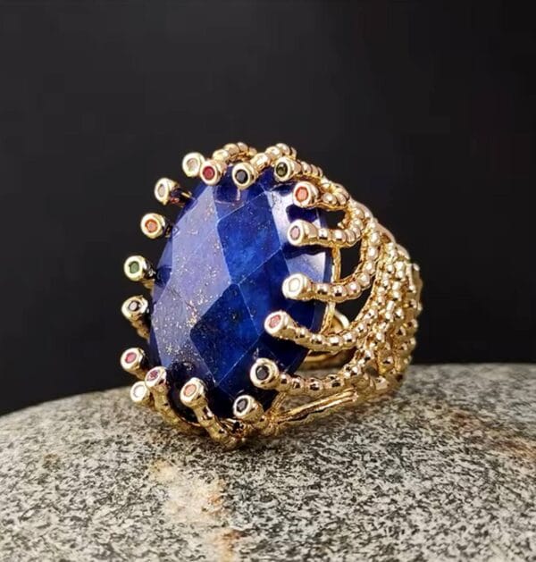 Anillo Lapislázuli, Rainbow Persian Jade, Joyería Luison