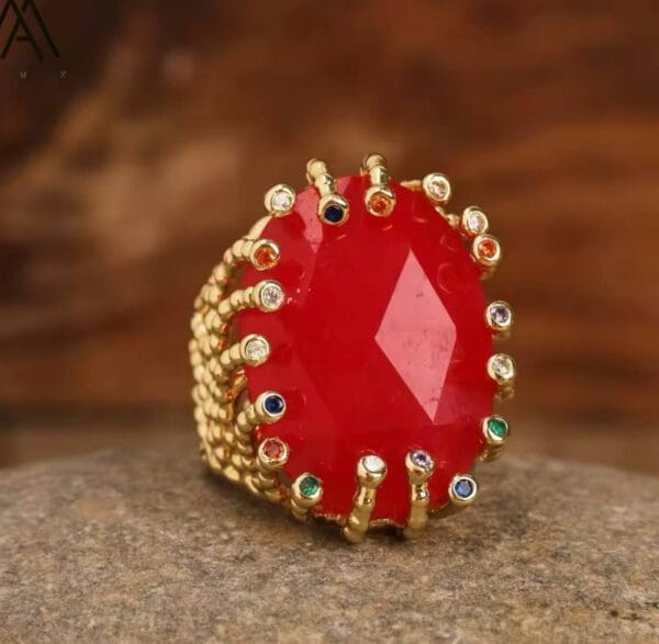 Anillo Red Coloured Prehnite, Joyería Luison