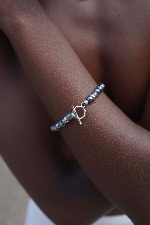 Brazalete de Perlas con Cierre de Plata 925 Blue Love, Joyería Luison