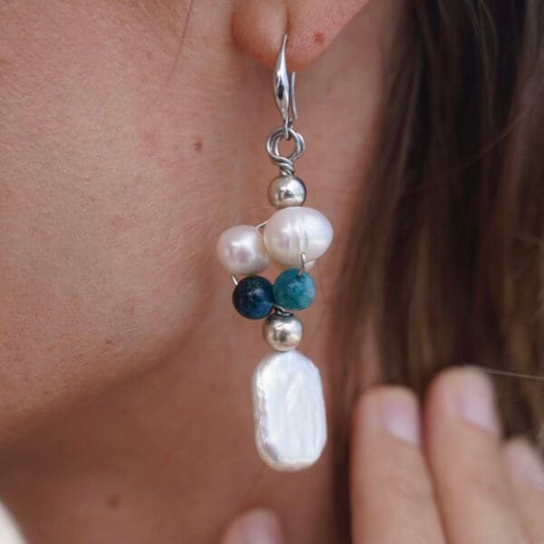 Pendientes Conjunto de Plata y Perlas Marinas, Joyería Luison