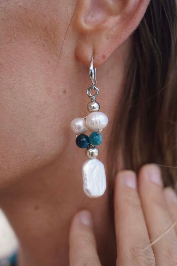 Pendientes Conjunto de Plata y Perlas Marinas, Joyería Luison