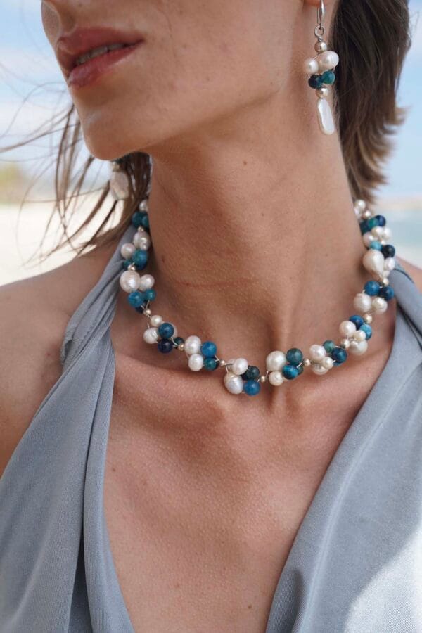 Collar Conjunto de Plata y Perlas Marinas, Joyería Luison