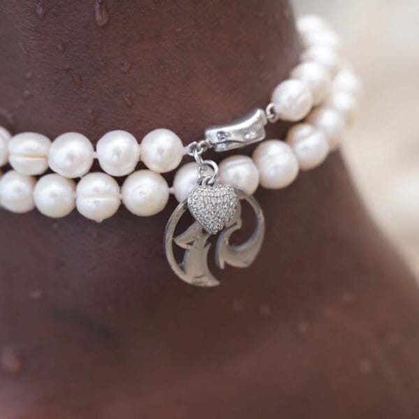 Tobillera Lobo del Mar Perlas Naturales y Plata 925, Joyería Luison