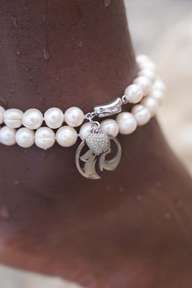 Tobillera Lobo del Mar Perlas Naturales y Plata 925, Joyería Luison