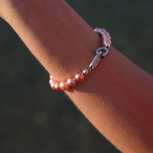 Brazalete Pink Love Perlas Rosas y Plata 925, Joyería Luison