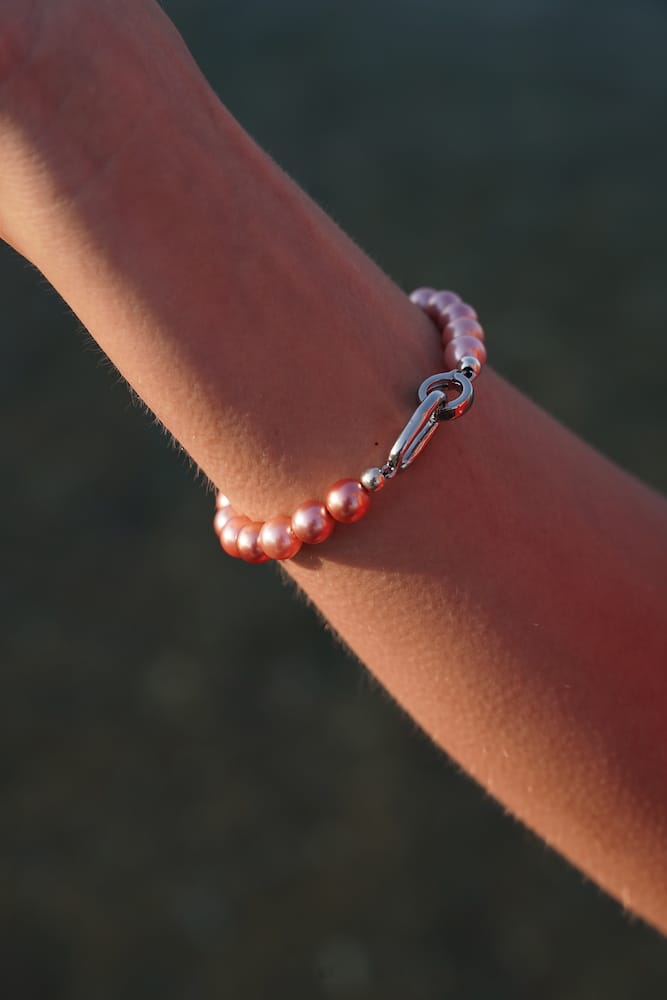 Brazalete Pink Love Perlas Rosas y Plata 925, Joyería Luison