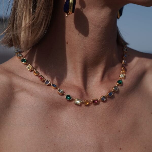 Collar Rainbow de Cristales Swarovski en Oro 18k, Joyería Luison