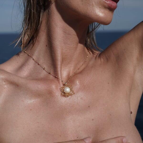 Collar Selena de Plata 925 y Perla Natural en Oro 18k, Joyería Luison