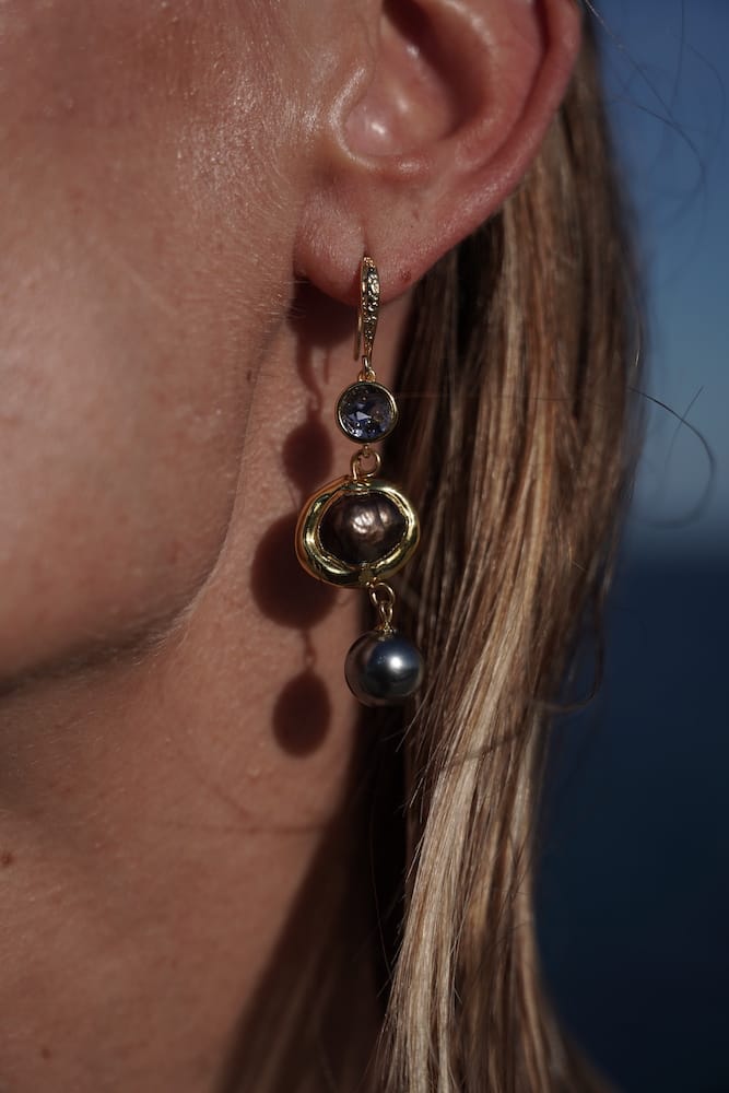 Pendientes Afrodita Perla Australiana y Murano,