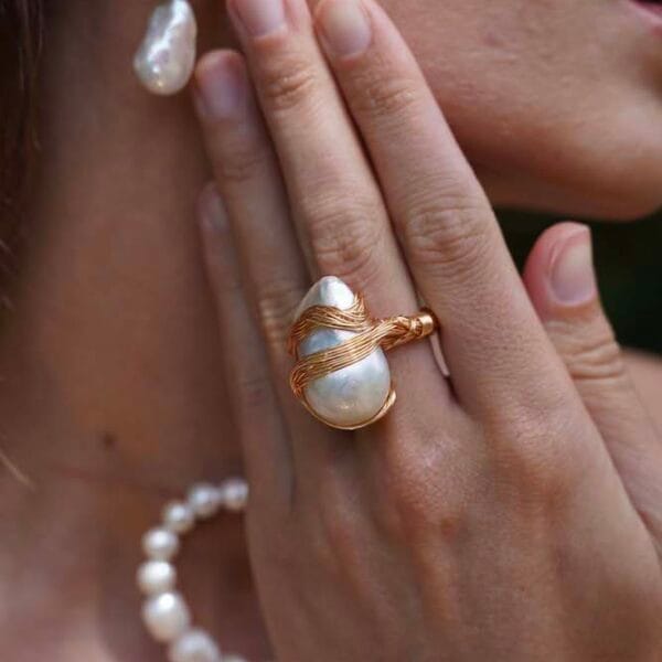 Anillo Promesa Dorada | Perla, Joyería Luison