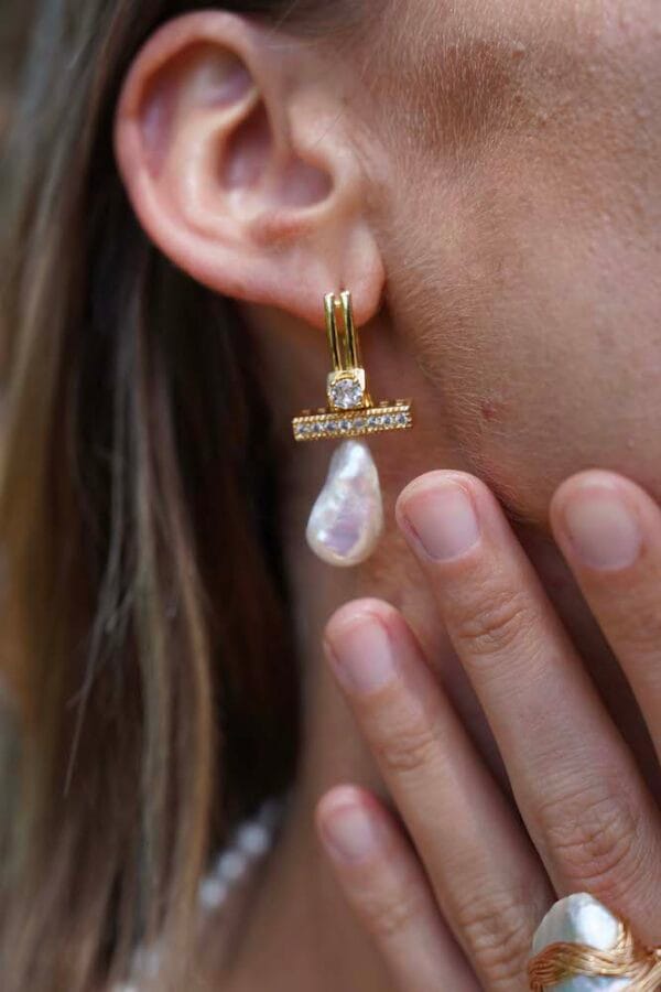 Pendientes Queen Perlas Barrocas y Oro 18k, Joyería Luison
