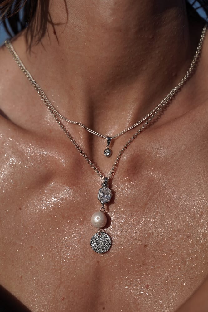 Collar Unisex de Plata 925 con Perla Natural y Circonio, Joyería Luison