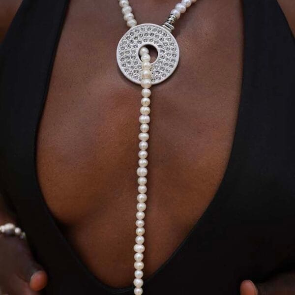 Collar Protección Perlas Marinas y Medallón Plata 925, Joyería Luison