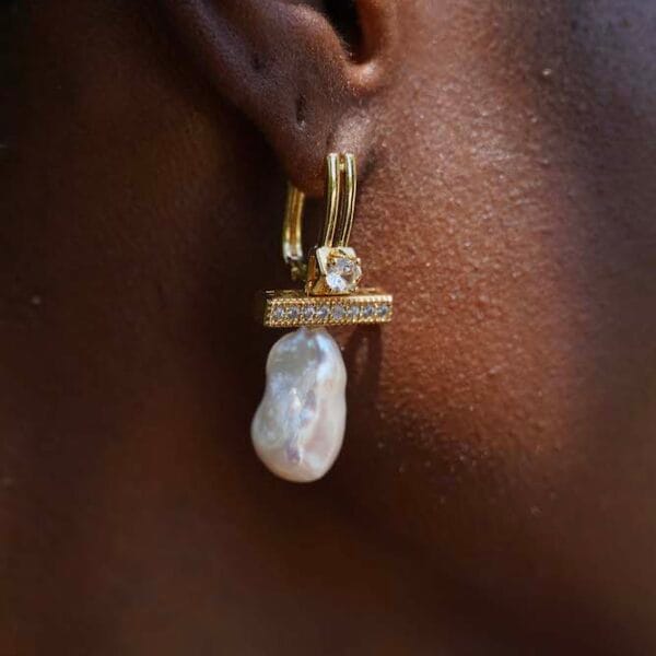 Pendientes Queen Perlas Barrocas y Oro 18k, Joyería Luison