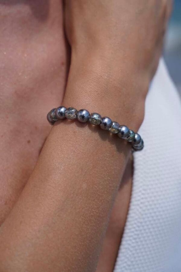 Brazalete de Perlas con Cierre de Plata 925 Blue Love, Joyería Luison
