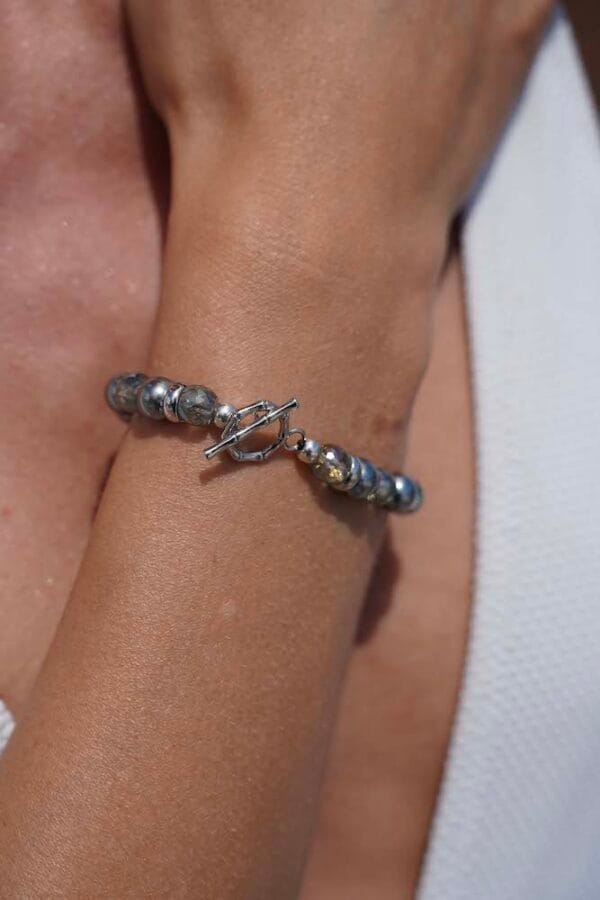 Brazalete de Perlas con Cierre de Plata 925 Blue Love, Joyería Luison