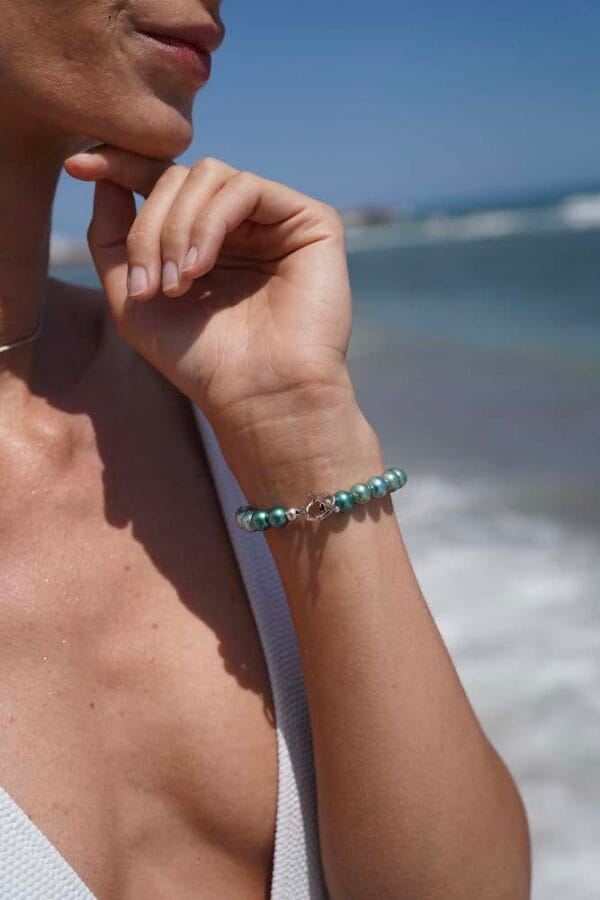 Brazalete Ocean Perlas Turquesa y Plata 925, Joyería Luison