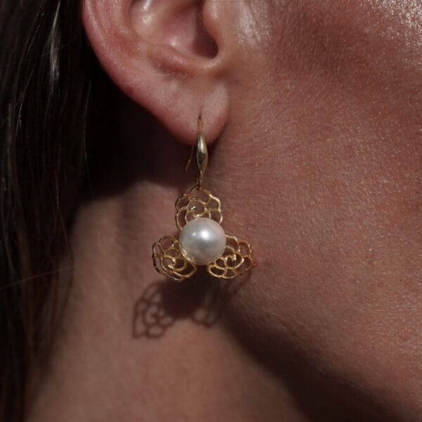 Pendientes Selene de Plata 925 y Perlas Naturales en Oro 18k, Joyería Luison