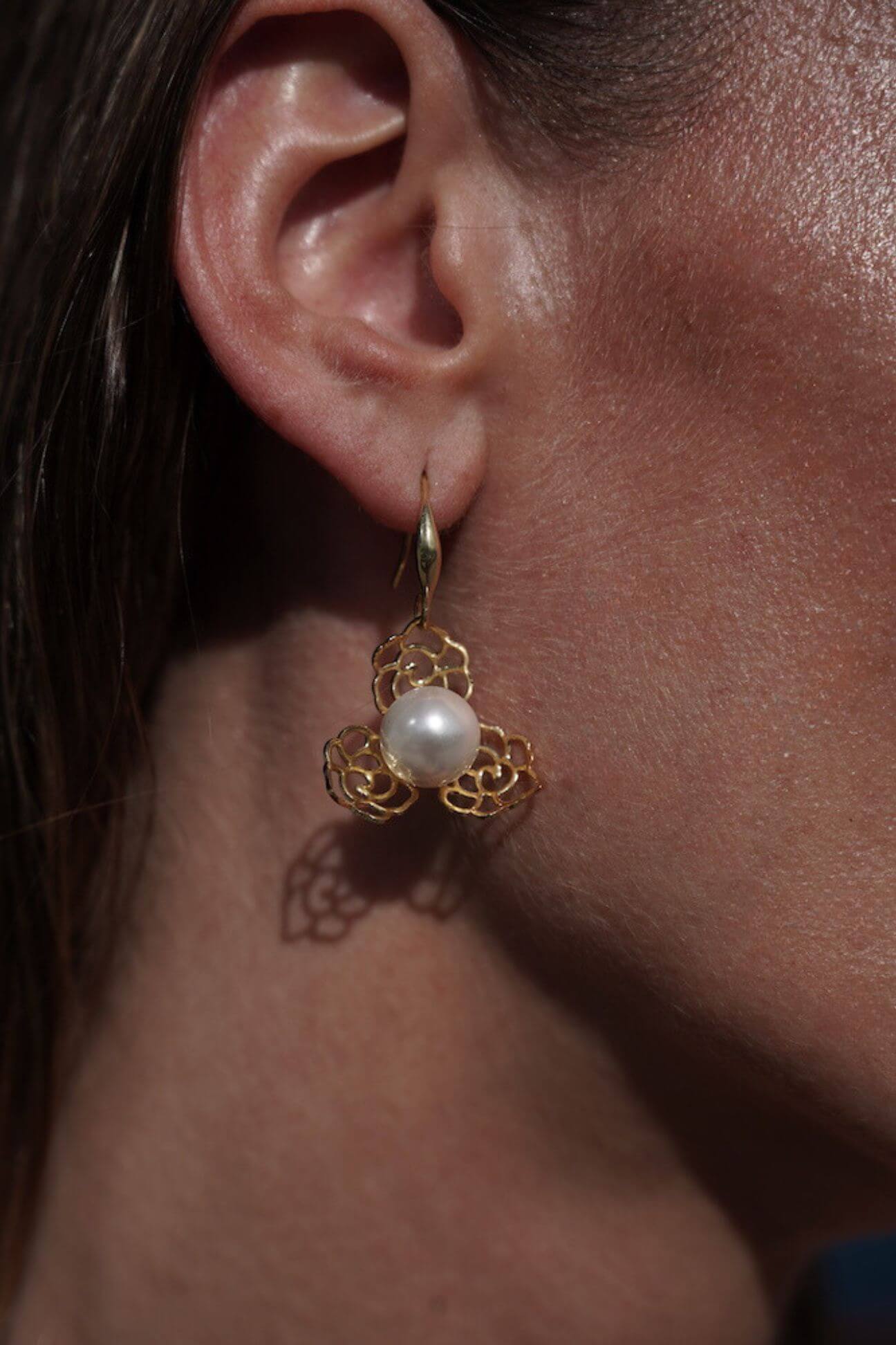 Pendientes Selene de Plata 925 y Perlas Naturales en Oro 18k, Joyería Luison