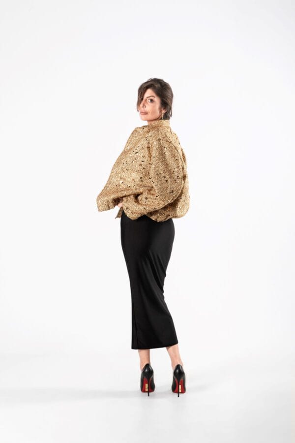 Chaqueta Bomber Dorada con Lentejuelas, Luison