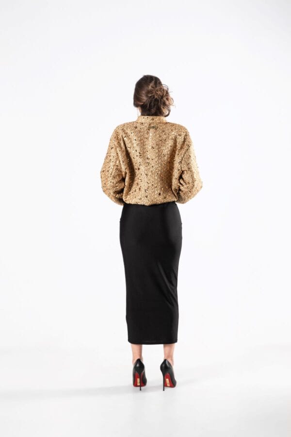 Chaqueta Bomber Dorada con Lentejuelas, Luison