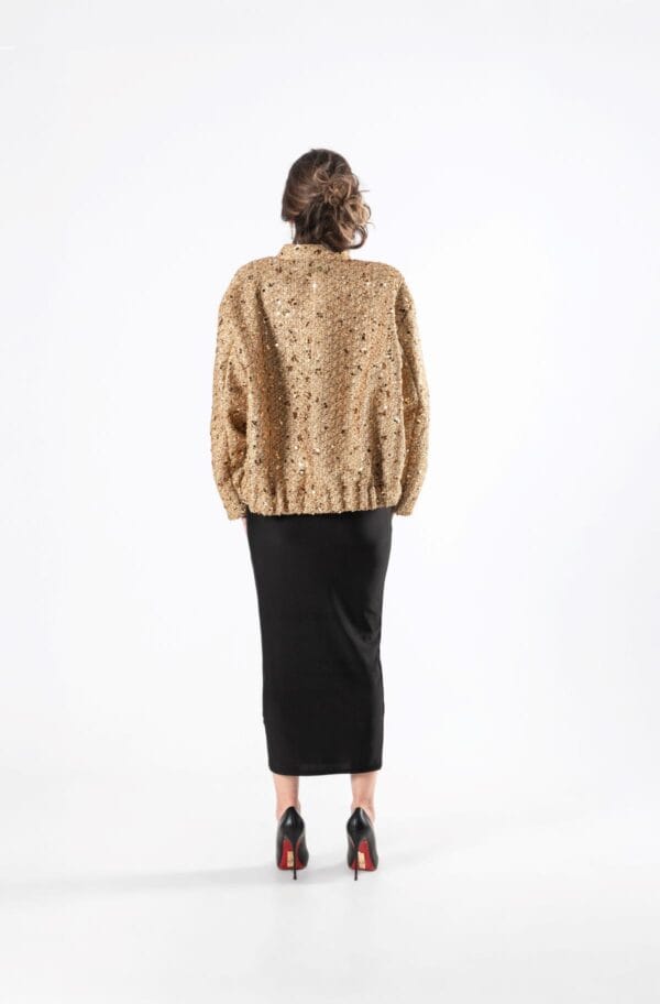 Chaqueta Bomber Dorada con Lentejuelas, Luison
