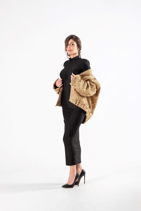 Chaqueta Bomber Dorada con Lentejuelas, Luison