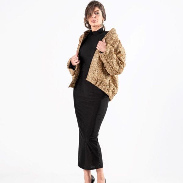 Chaqueta Bomber Dorada con Lentejuelas, Luison