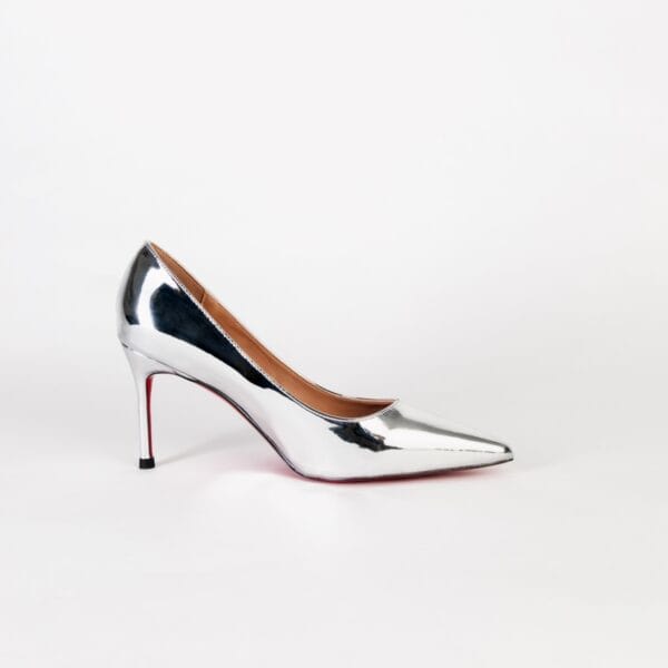 Tacones Altos Plateados de Cuero Lacado para Mujer, Luison