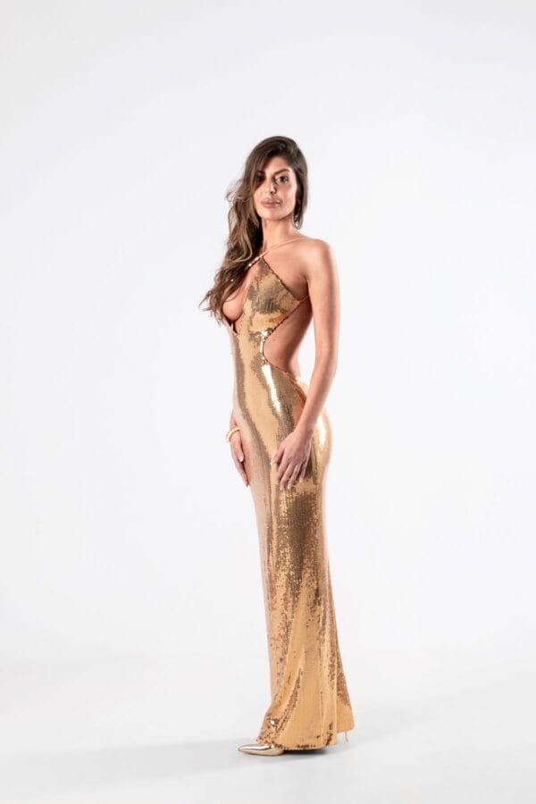 Vestido de Gala Brillante Escote Halter, Luison