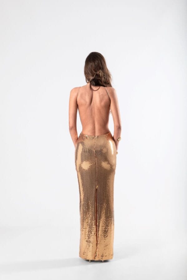 Vestido de Gala Brillante Escote Halter, Luison