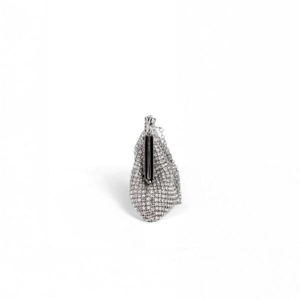 Bolso de Mano Plateado con Diamantes, Luison