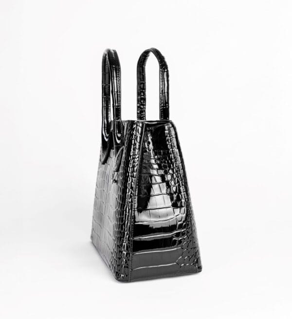 Bolso de Mano Negro con Patrón de Cocodrilo LACKE, Luison