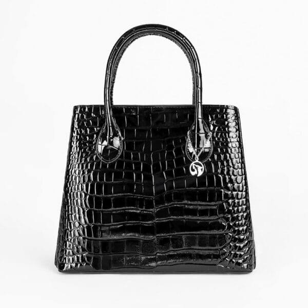Bolso de Mano Negro con Patrón de Cocodrilo LACKE, Luison