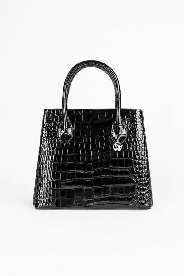 Bolso de Mano Negro con Patrón de Cocodrilo LACKE, Luison