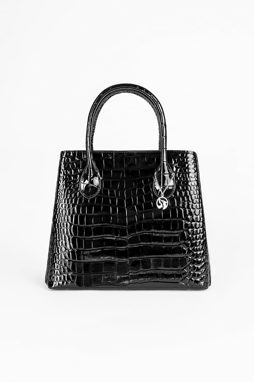Bolso de Mano Negro con Patrón de Cocodrilo LACKE, Luison