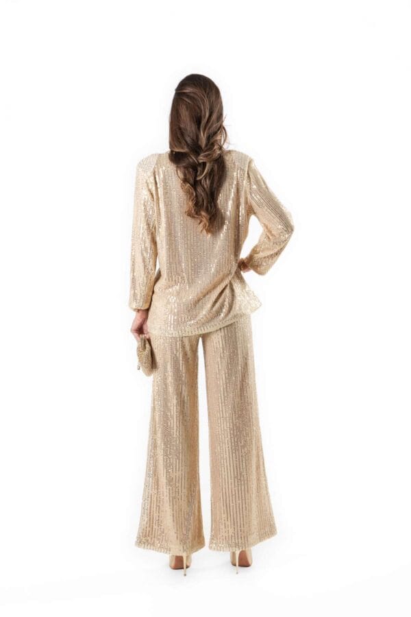 Conjunto de Traje Dorado con Lentejuelas, Luison