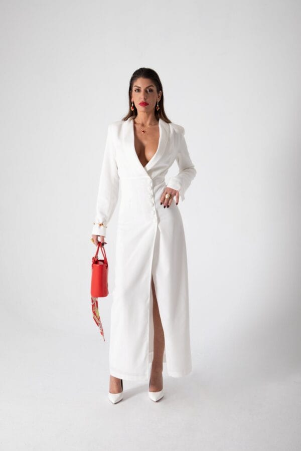 Vestido de Noche Blanco Largo Elegante | LUISON