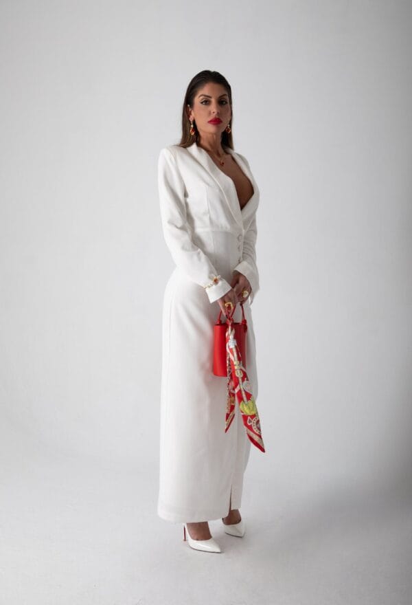 Vestido de Noche Blanco Largo Elegante | LUISON