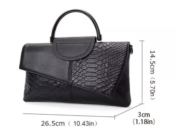 Bolso de Piel con Estampado de Serpiente Negro | LUISON