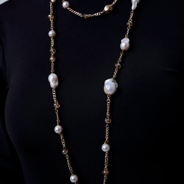 Collar Estilo Cautoir Pearl Gold