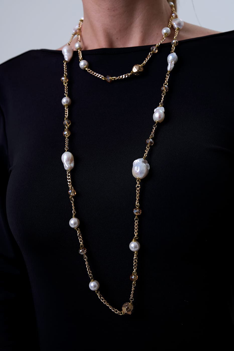 Collar Estilo Cautoir Pearl Gold