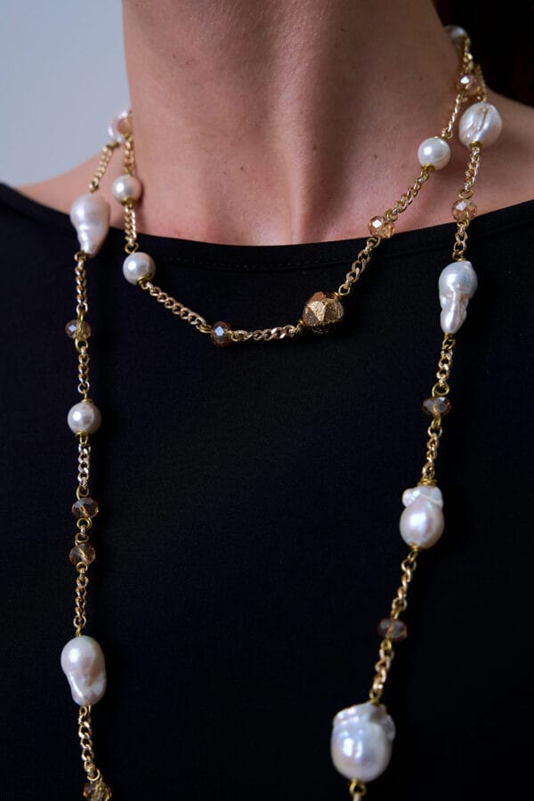 Collar Estilo Cautoir Pearl Gold - Imagen 2