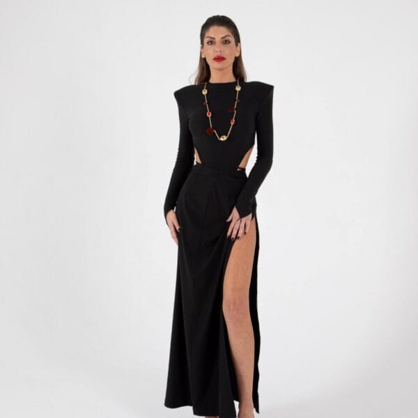 Vestido Conjunto Negro Elegante Largo | LUISON