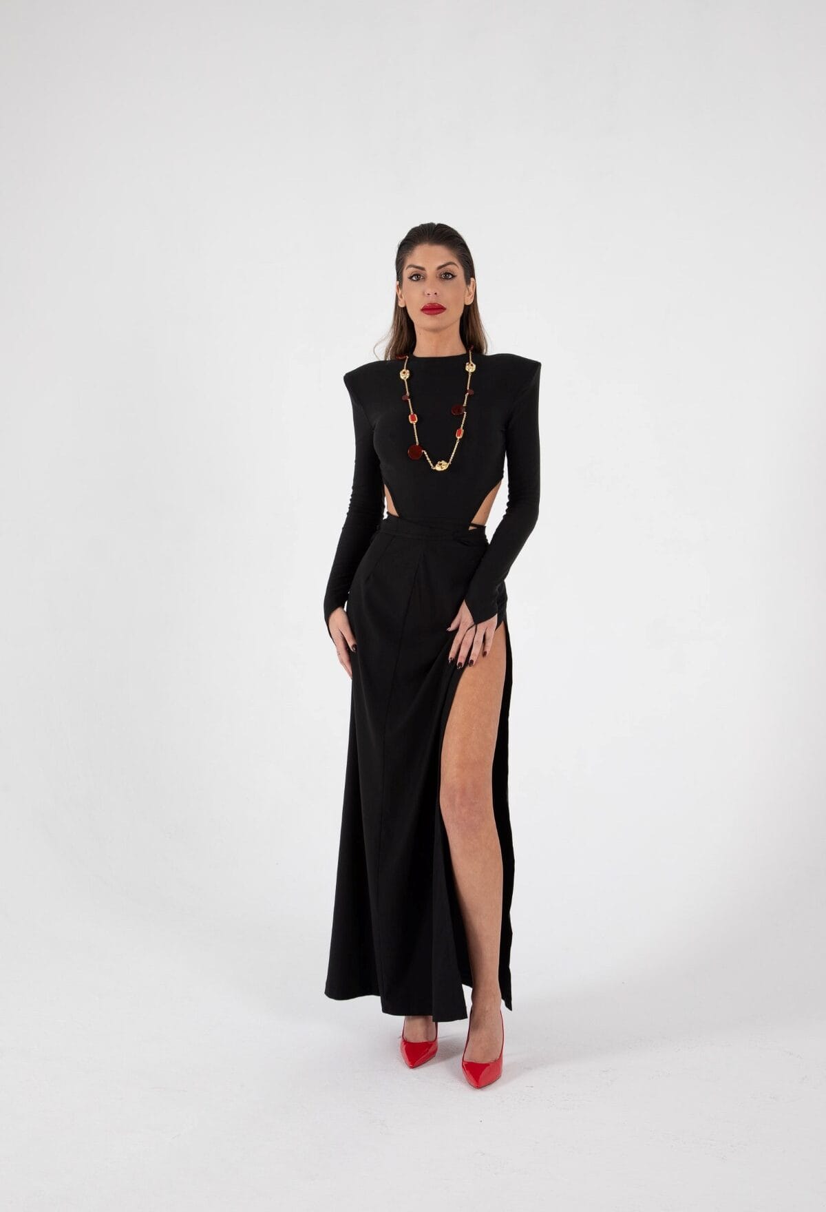 Vestido Conjunto Negro Elegante Largo | LUISON