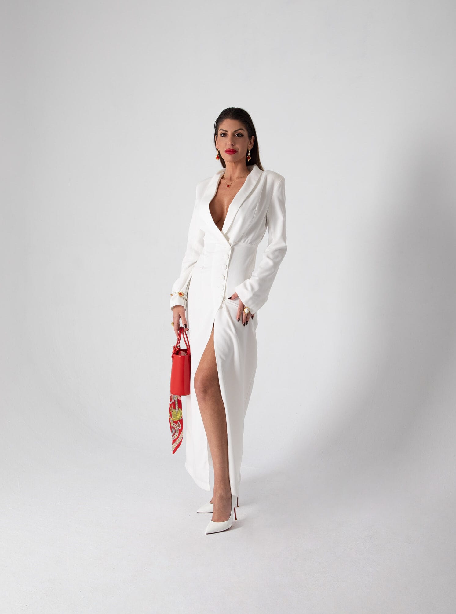Vestido de Noche Blanco Largo Elegante | LUISON