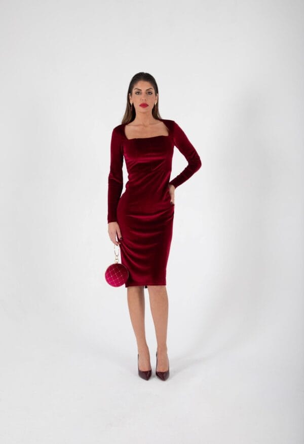 Vestido Midi de Terciopelo Vino | LUISON