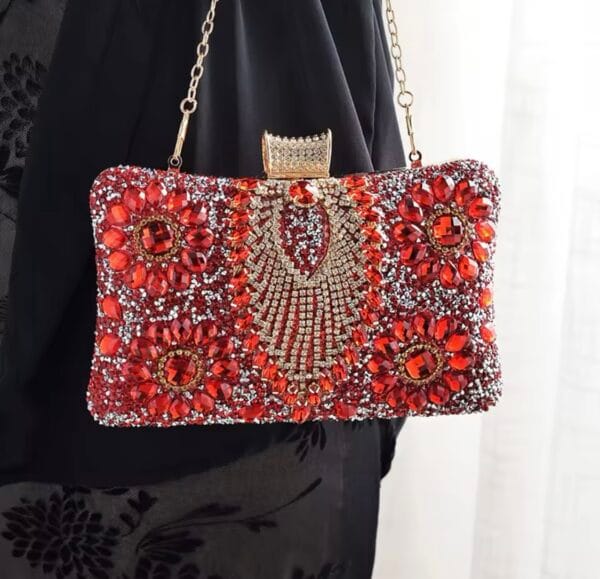 Bolso Fiesta Rubí | Clutch Elegante Pedrería Roja | LUISON
