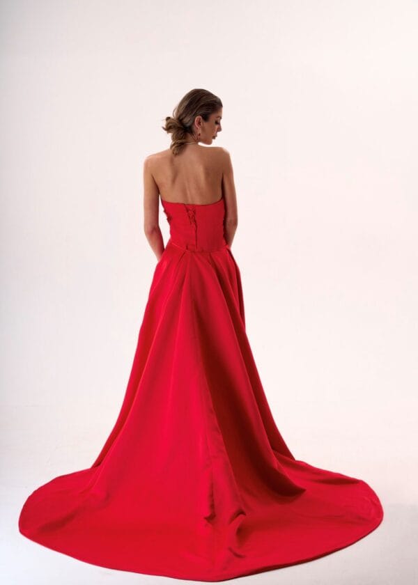 Vestido Rojo Satén Cola Desmontable | LUISON